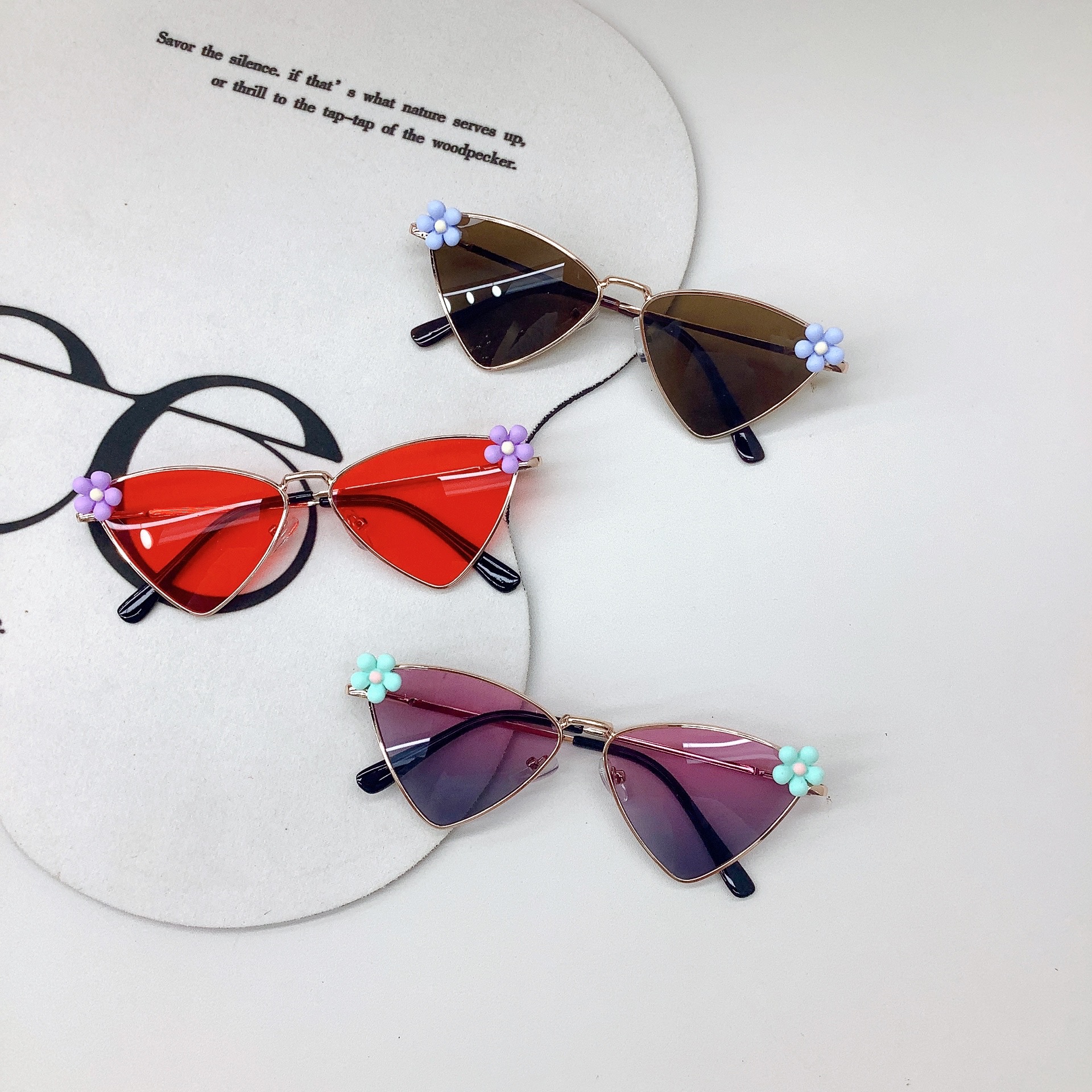 New Kids Sunglasses Diy Cute Flowers Baby Sunglasses Sun-Proof Uv Protection Girls Glasses