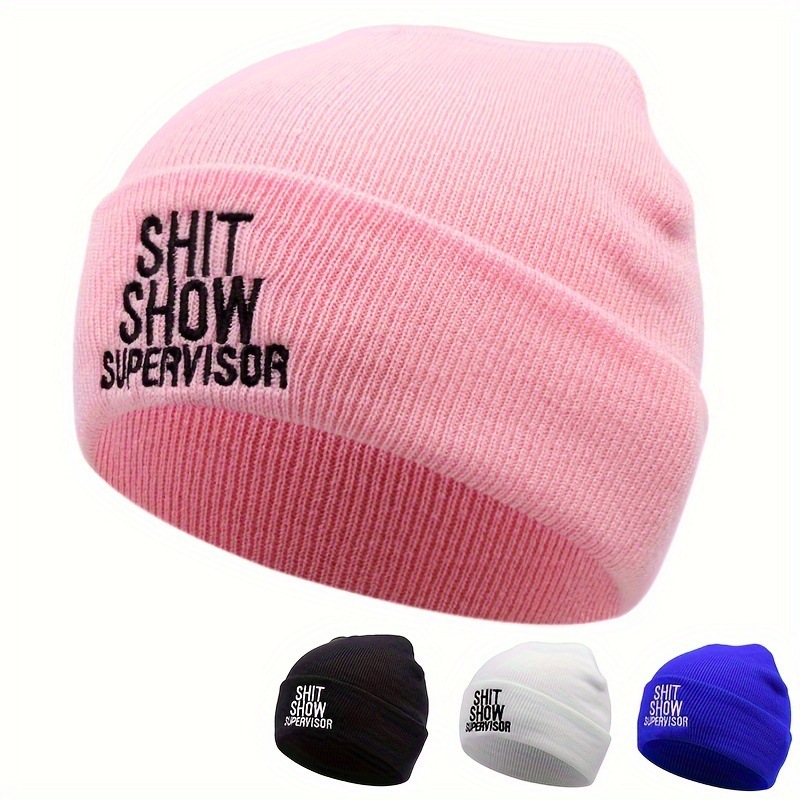 Foreign Trade Popular Style Embroidery Knitted Hat Winter Warm Shit Show Men and Women Outdoor Woolen Cap Fashion European and American