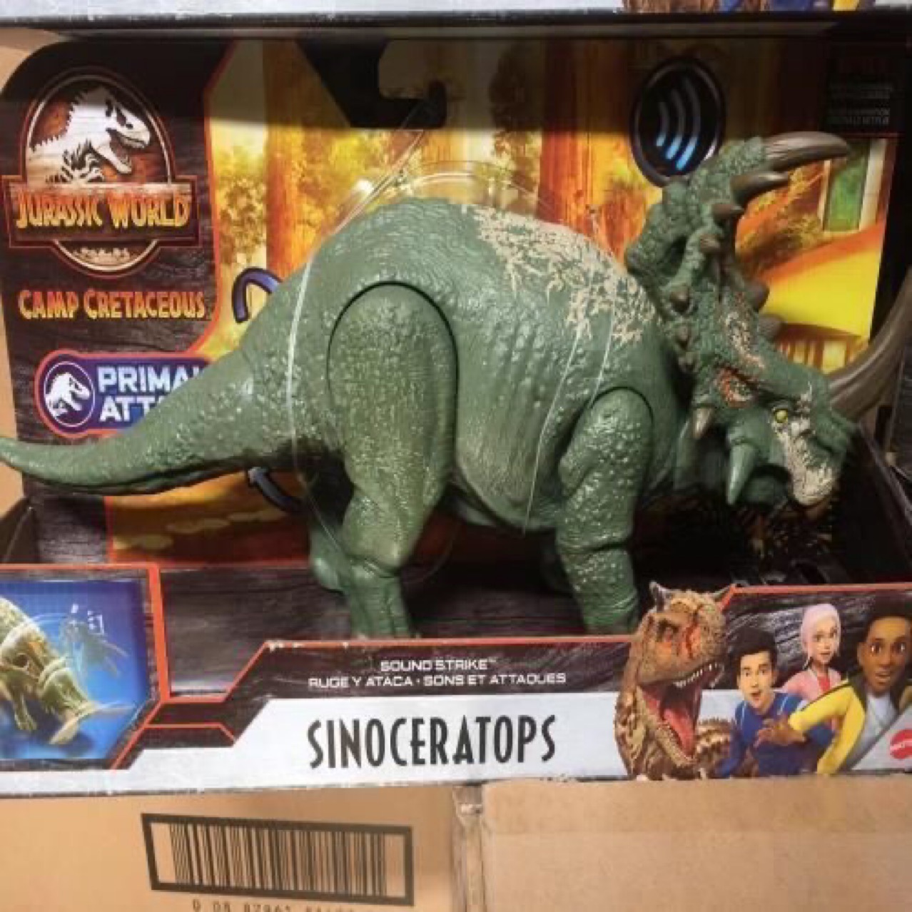 正版美泰侏罗纪世界声效竞技恐龙重爪龙冰脊龙独角模型玩具gjn64