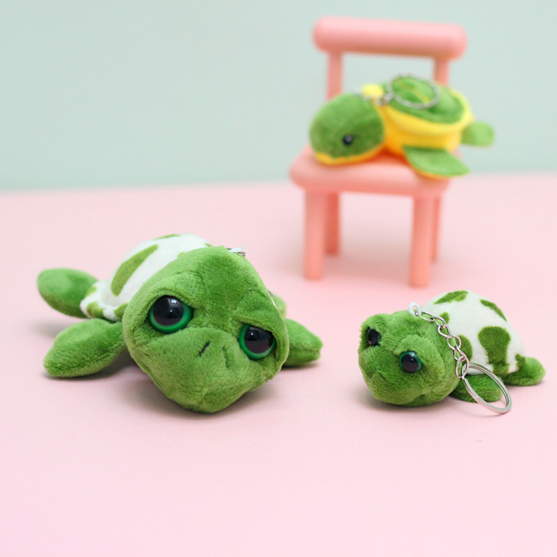 Cute Big Eyes Turtle Plush Key Chain Pendant Turtle Small Doll Turtle Doll Girls' Gifts Schoolbag Lanyard