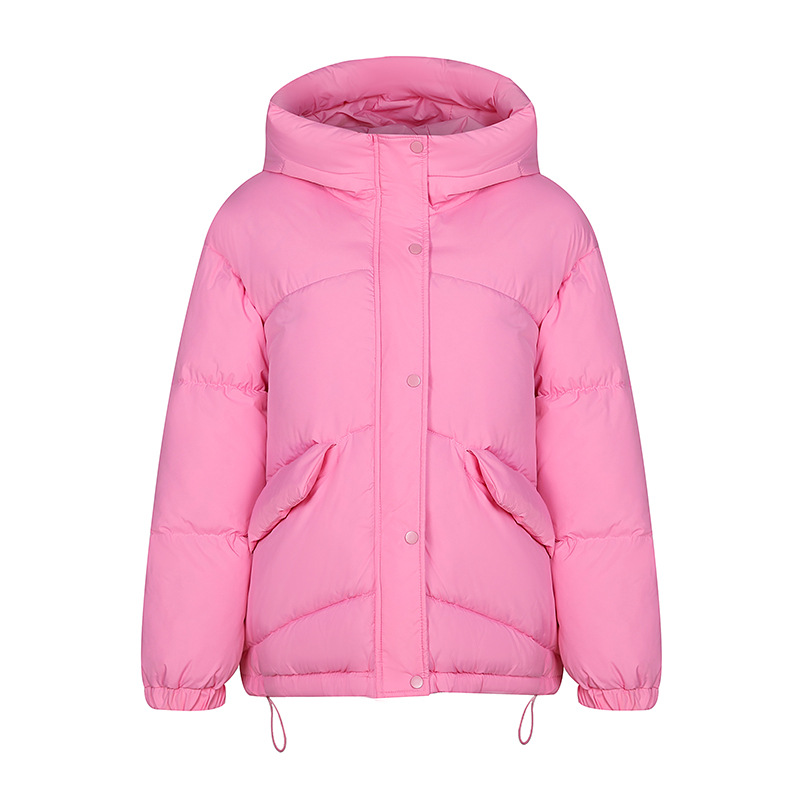 European Goods 2023 Winter Hooded down Jacket Women's Short Drawstring Hong Kong Style Small Loose Cotton Padded Jacket Korean Style Coat