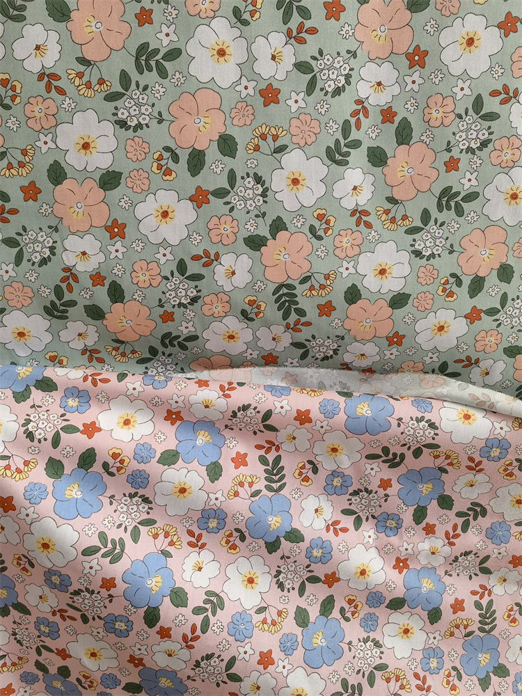 韩版花朵甜美小花 纯棉斜纹布料全棉床品家居服连衣裙面料-阿里巴巴