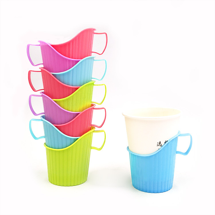 一次性纸杯托架 塑料防烫隔热杯托 水杯托架 杯托杯架杯套批发