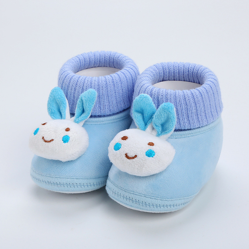 Winter Baby Shoes 0-12 Months Soft Bottom Toddler Baby Shoes Velcro Kids Shoes plus Velvet Thick Cotton Shoes Non-Slip