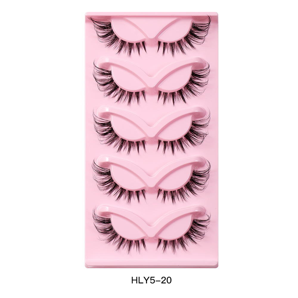 New 5 Pairs Fox Eye False Eyelashes Sheer Root Simulation Cat Eyelash Natural Thick Curling Eyelashes