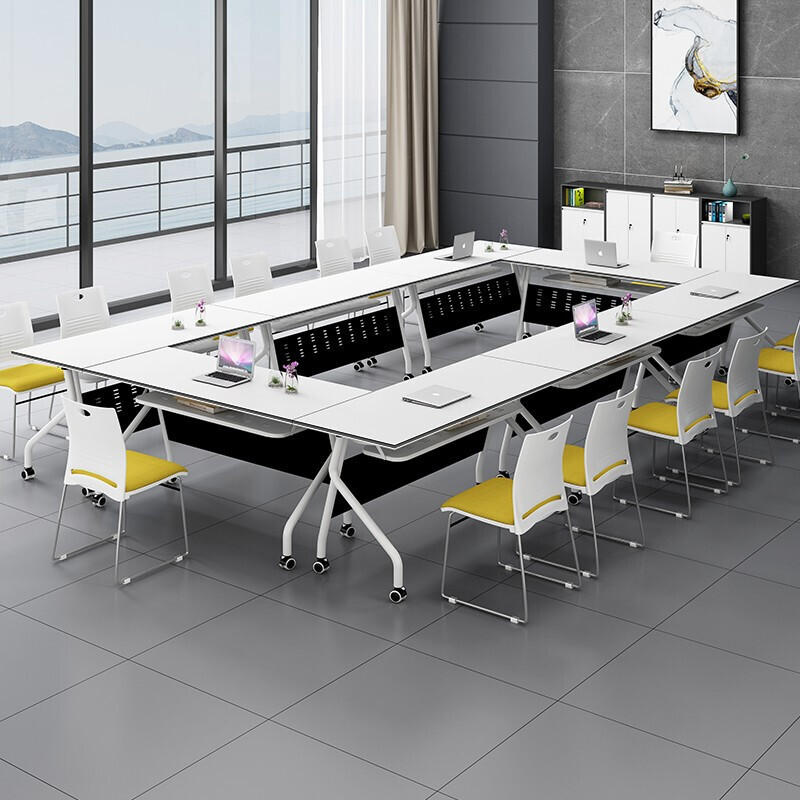 折叠培训桌双人员工自由组合多功能会议桌长条桌椅组合可移动带轮