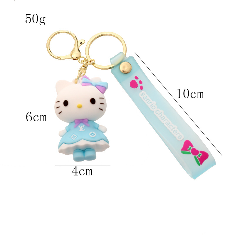 New Long Dress Hello Kitty Silicone Doll Keychain Pendant Couple Bags Car Hellokitty Pendant Gift