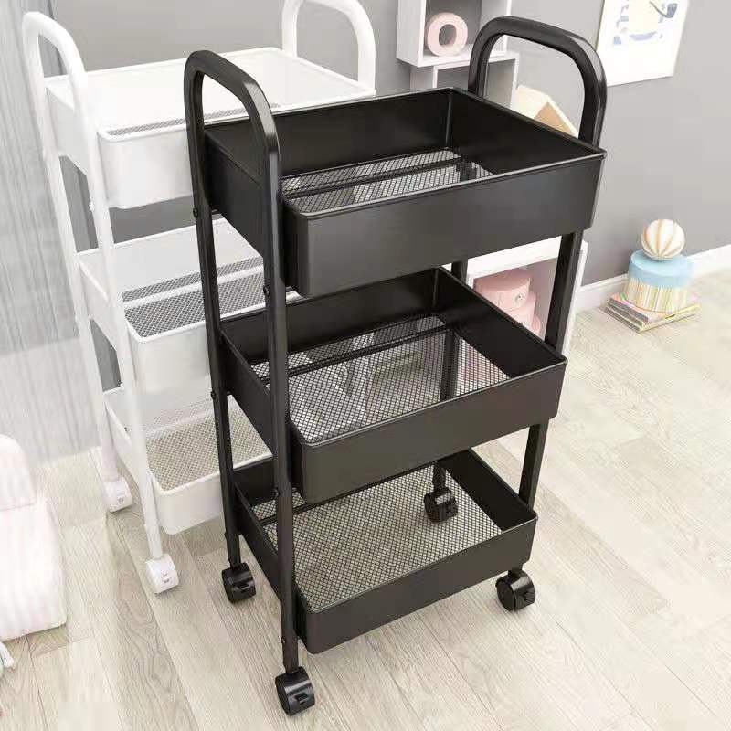 Trolley Storage Rack Kitchen Floor Multi-Tier Movable Bathroom Storage Rack Bedroom Snack Storage Rack 0783