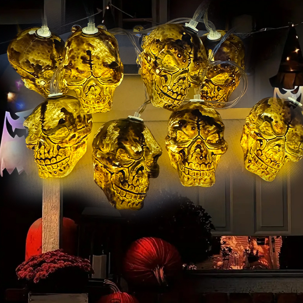 Cross Mirror 2024 New Led Halloween Lighting Chain Pumpkin Skull Holiday Party Ghost Festival Ghost House Horror
