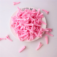 粉色小发夹刘海夹可爱鸭嘴夹彩色3.5cm配件DIY发饰亚克力塑料边夹