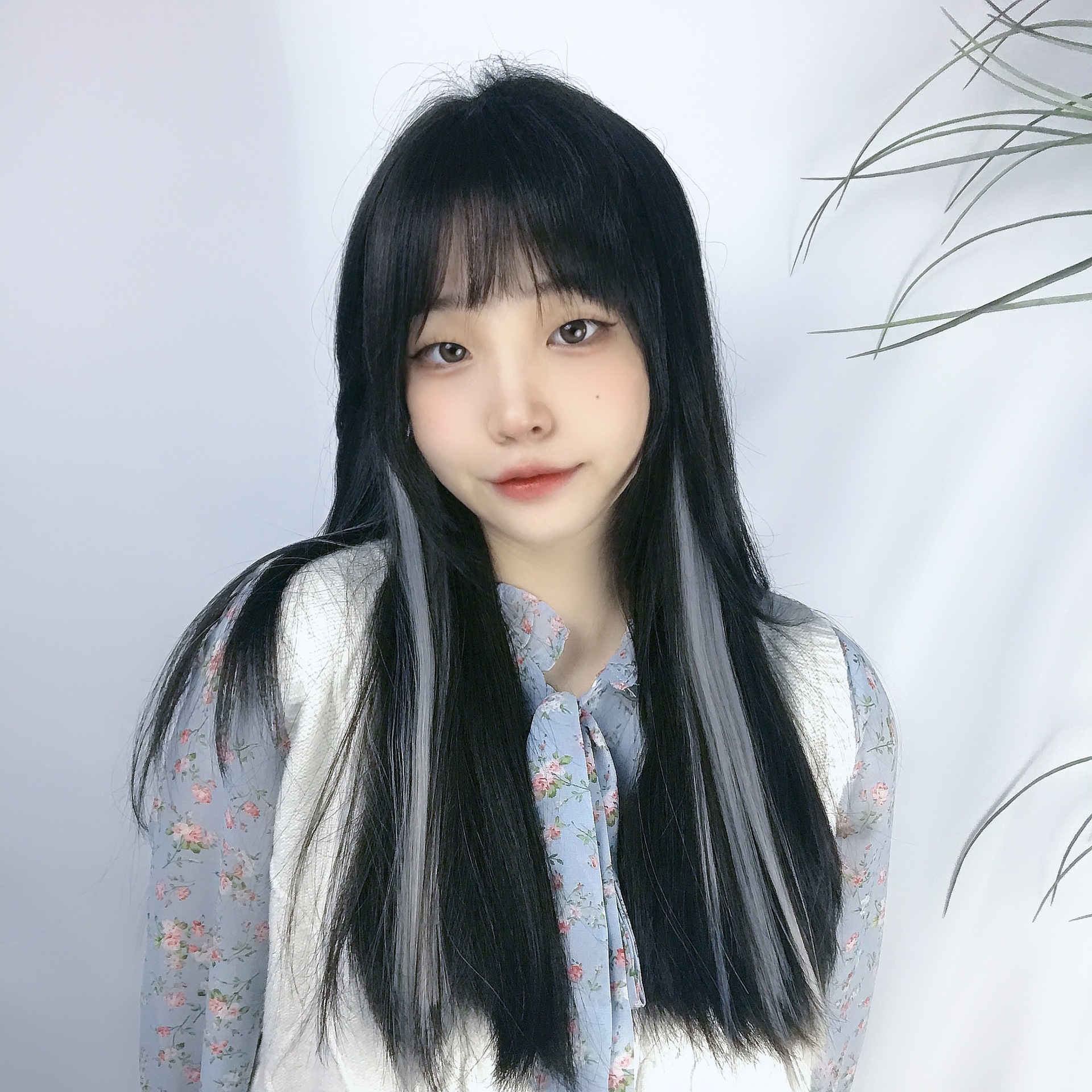 假发女lisa同款彩色挂耳染直发接发片挑染一片式无痕长直发接发条