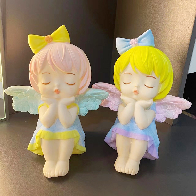 儿童diy小天使非涂色石膏娃娃白胚搪胶存钱罐广场夜市地摊玩具