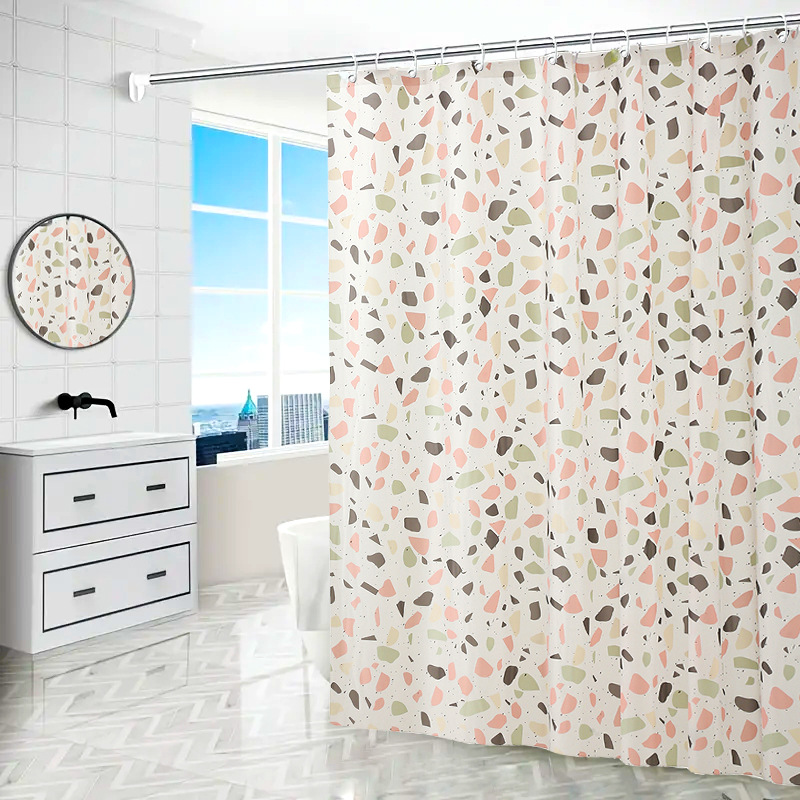 [muqing] simple printed shower curtain modern toilet partition curtain punch-free waterproof partition curtain factory wholesale