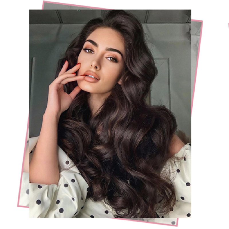 跨境欧美假发女士长卷发中分大波浪化纤时尚假头套现货批发代发