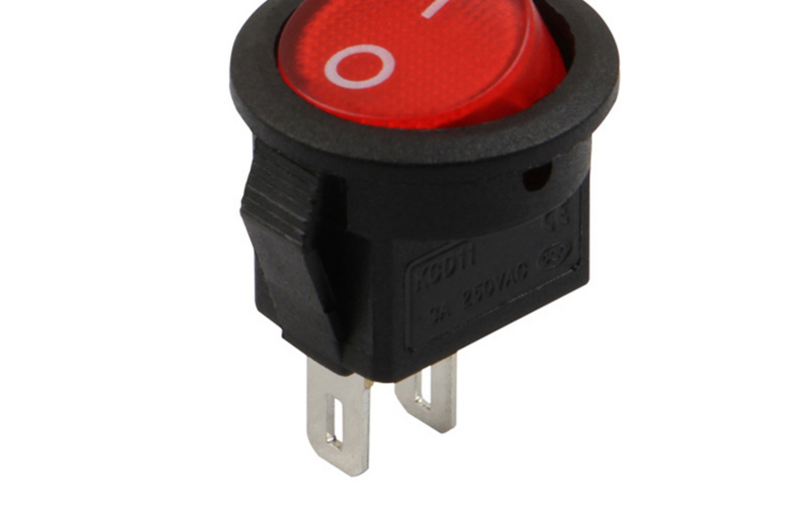 玩具车圆形二档二脚船型开关kcd11-201-2p 小圆红盖开孔16mm