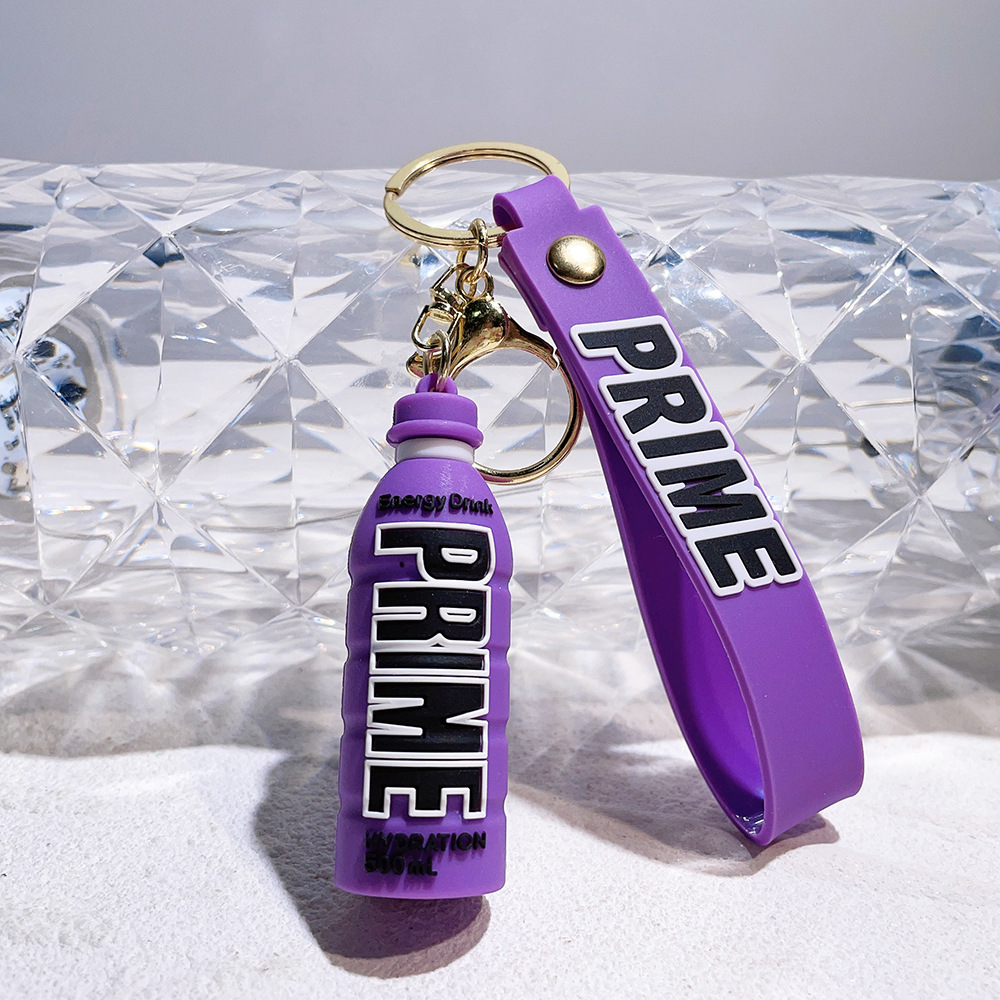 Prime Energy Beverage Bottle Keychain Prime Drink Wine Bottle Pendant PVC Flexible Glue Beverage Bottle Pendant