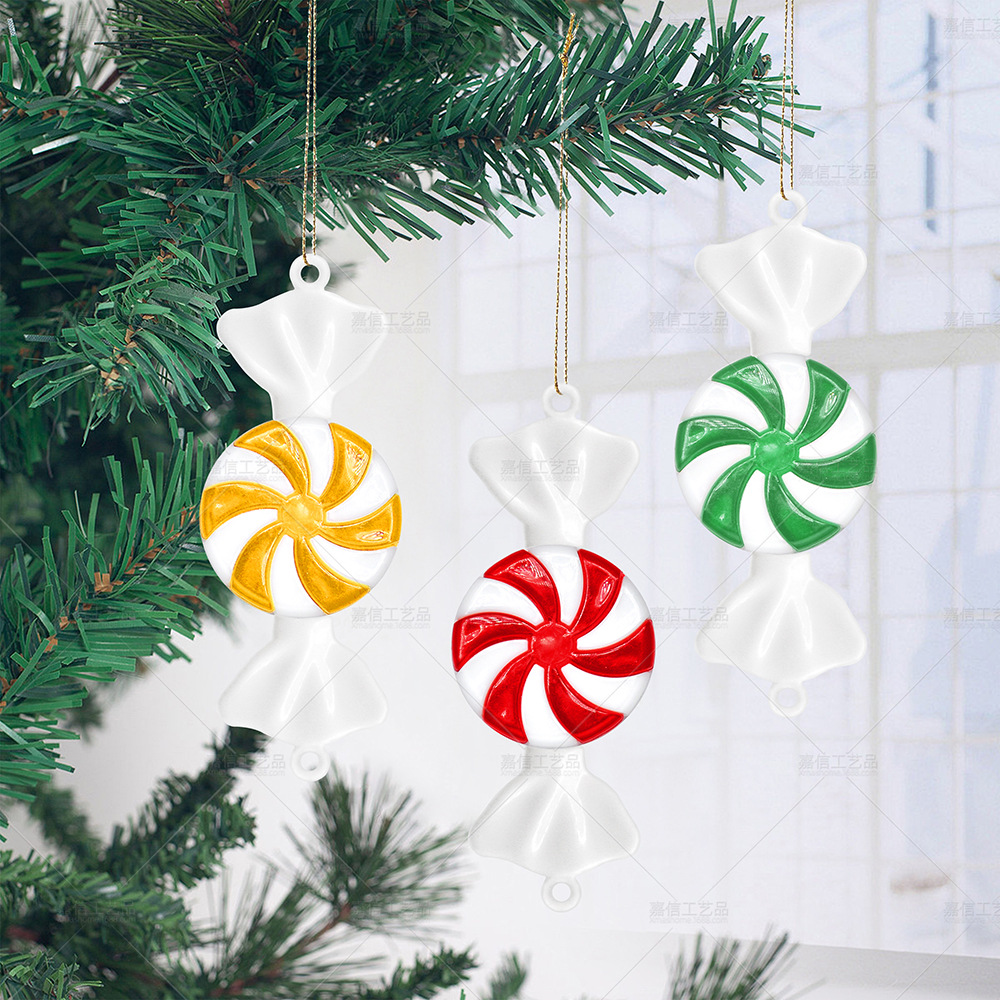 Cross-Border New Christmas Candy Pendant Two-Color Windmill Mint Candy Christmas Tree Pendant Home Display Window Ceiling Accessories