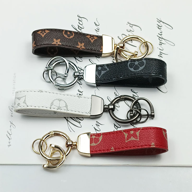 新款lv老花纹汽车钥匙扣创意pu钥匙扣挂件批发情侣夜市小商品礼品