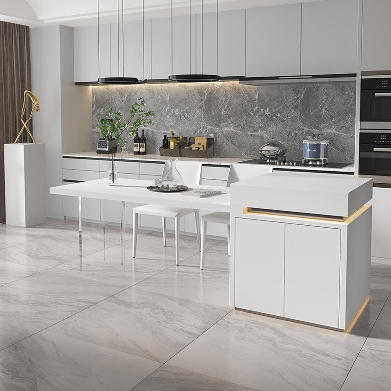 源头工厂岩板岛台餐桌一体厨房餐厅中岛台亚克力悬浮餐桌吧台成品