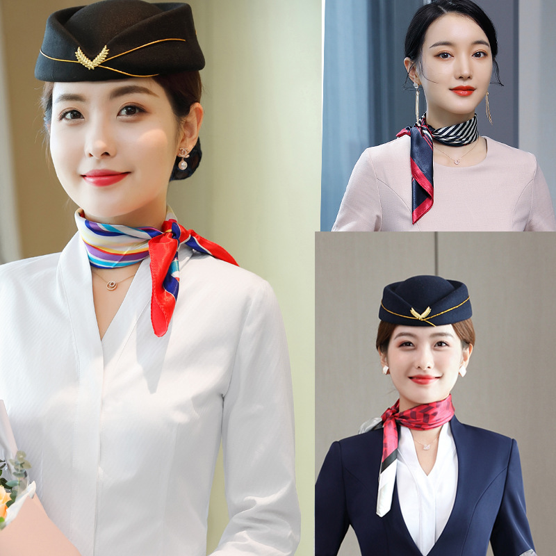 丝巾职业女装西装百搭小方巾围巾空姐高铁乘务员银行酒店前台领巾