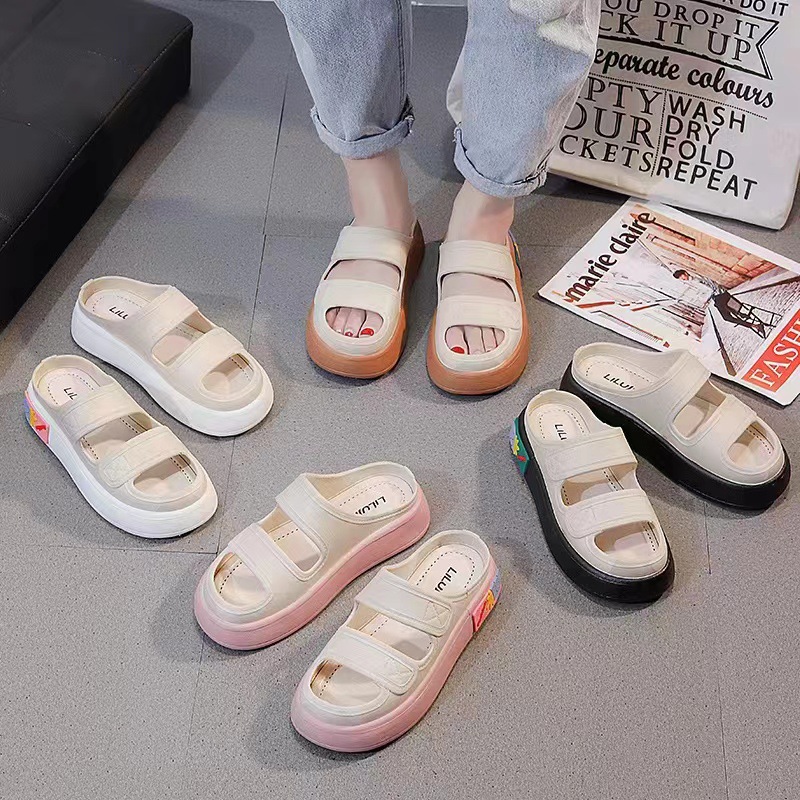 Women's Outdoor Slippers 2023 New Fairy Style Sandals Internet Celebrity All-Match Shit Feeling Thick Bottom Seaside Beach Shoes
