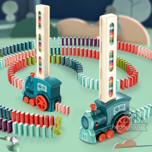 Domino Train Car Sound Light Domino Blocks Set for Kids跨境