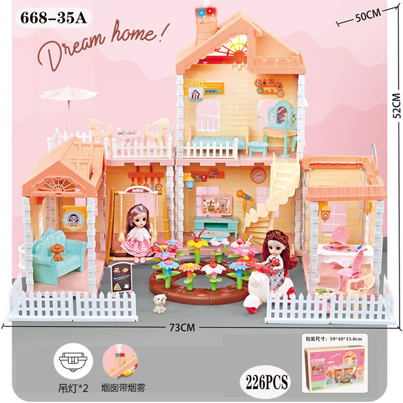 Children's Home Toys Baby Doll Doll Girl Princess Villa Assembled Light Sound Model Castle Gift