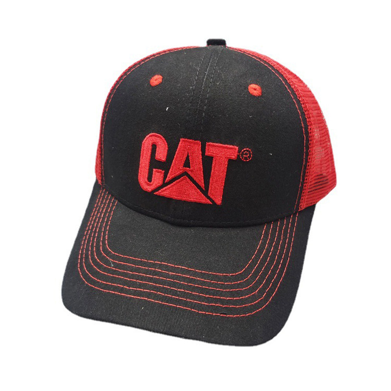 Cross-Border Cat Embroidery Mesh Cap European and American Fashion Sports Baseball Cap Men and Women Baseball Cap Spring and Summer Breathable Sun Hat