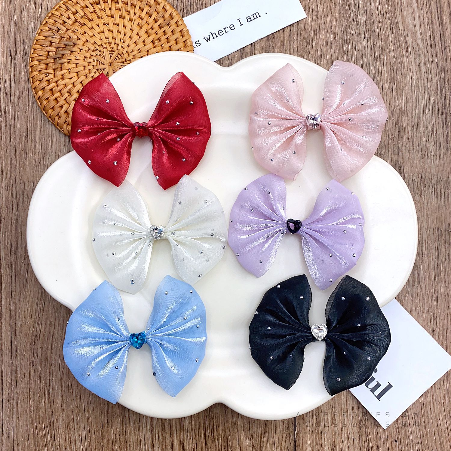 diy镶钻网纱蝴蝶结半成品服装辅料袜子鞋衣帽辅料配饰发饰配件