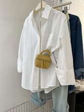 白色衬衫外套女夏季2024新款设计感小众小个子宽松长袖衬衣上衣