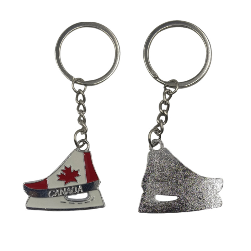 Cross-Border Hot Selling Canada Tourist Souvenir Gift Metal Skates Keychain Promotional Gift Keychain Pendant