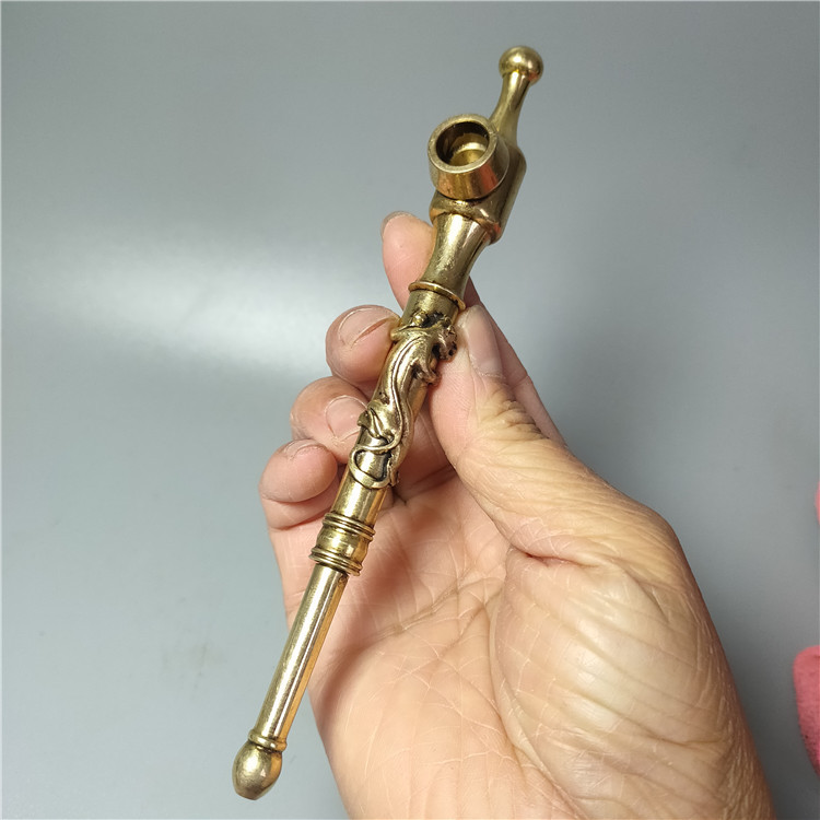 复古黄铜老烟枪旱烟袋旱烟枪烟嘴长旱烟杆可升拆貔貅烟斗批发