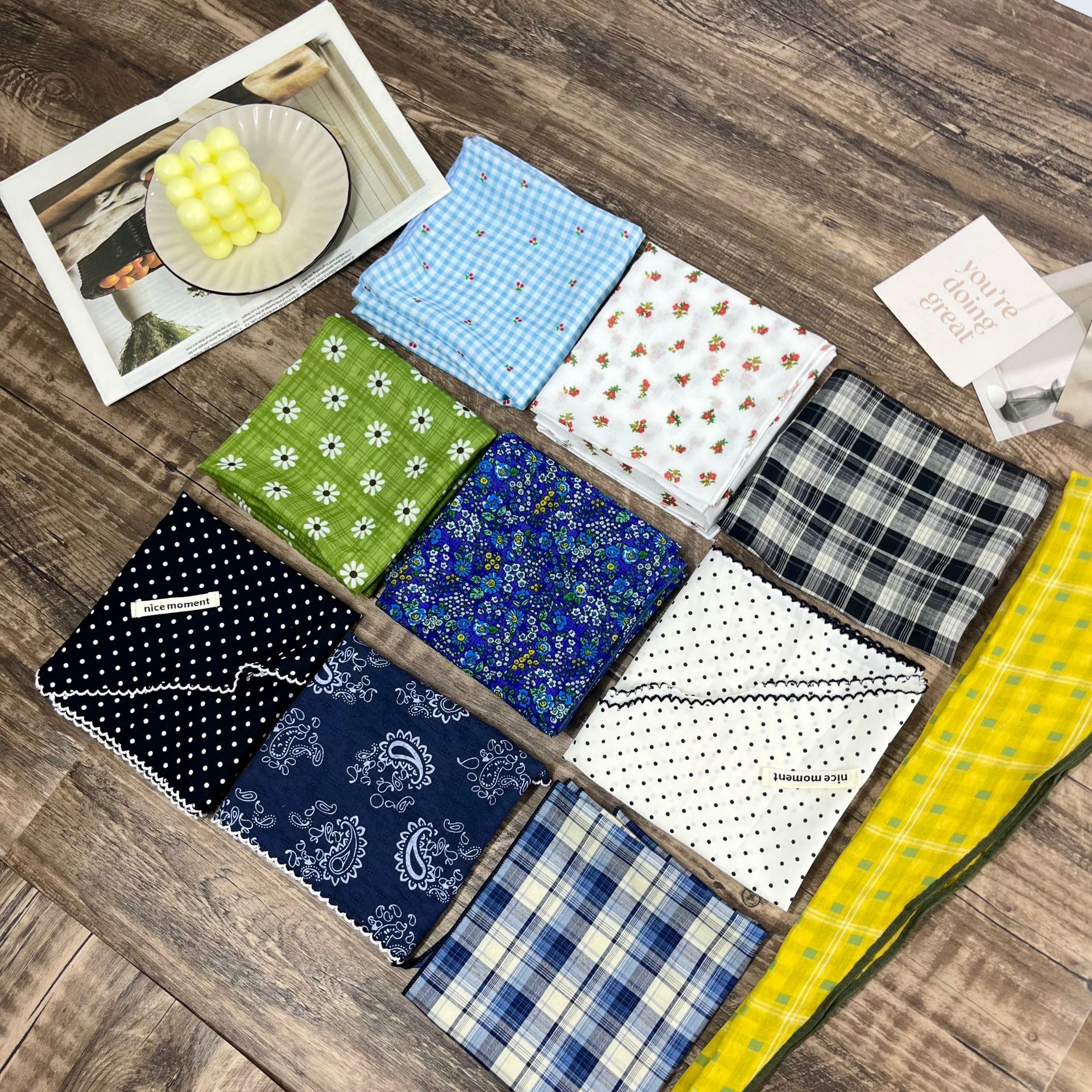 韩系柔软围巾小方巾女旅游防晒包头巾装饰领巾绑发带丝巾