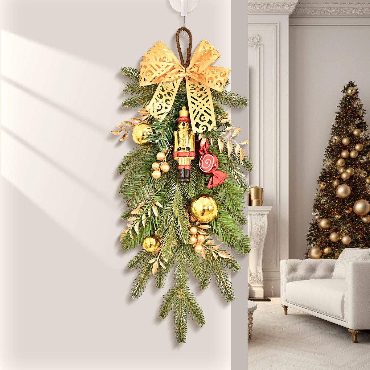 cross-border new christmas ornaments claw vine pe solar terms decoration props door hanging garland pendant