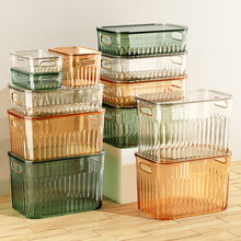桌面整理箱零食化妆品杂物透明亚克力塑料篮筐家用储物盒子