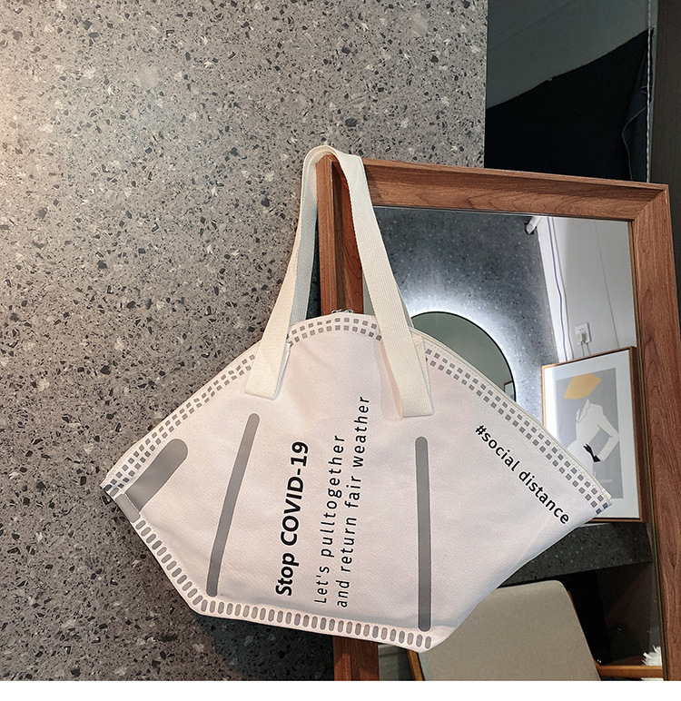 网红口罩包包女2021春秋新款创意大容量托特单肩包手提休闲包代发