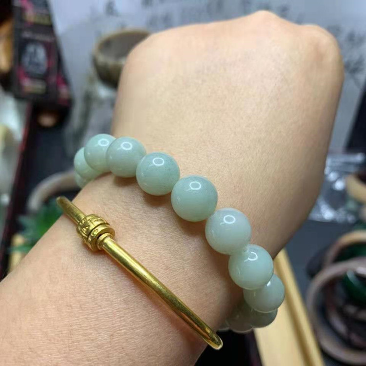 厂家批发佘太翠手链 玉石圆珠手链男女款手串玉石玉器直播间热款