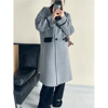 2022 Autumn and winter new pattern Korean Edition ins Cashmere overcoat Mid length version Hit color Double-breasted Easy Show thin coat T309