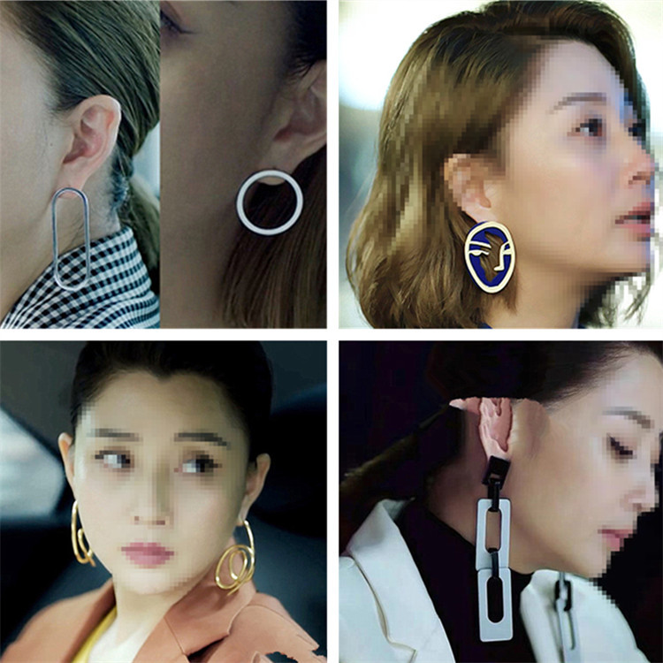 正青春吴谨言章小鱼殷桃林睿同款耳环女 925银针明星耳饰2021新款