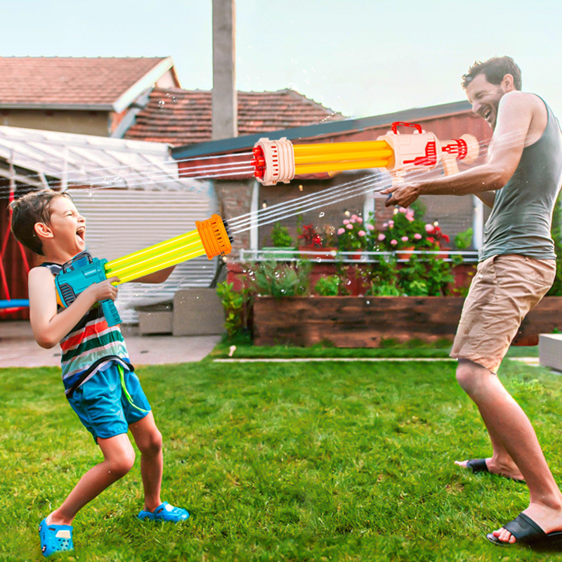 五管加特林大号水枪沙滩玩具儿童夏季戏水户外呲水抽拉式水炮批发