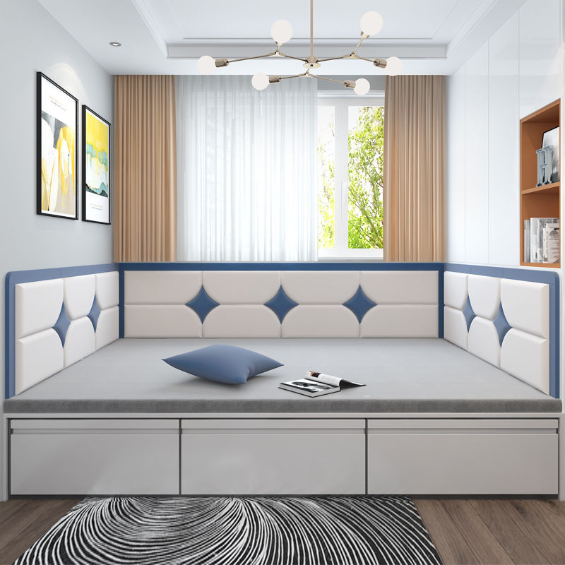 软包自粘定作榻榻米炕围子科技布防撞墙贴背景墙实木靠背板床围子