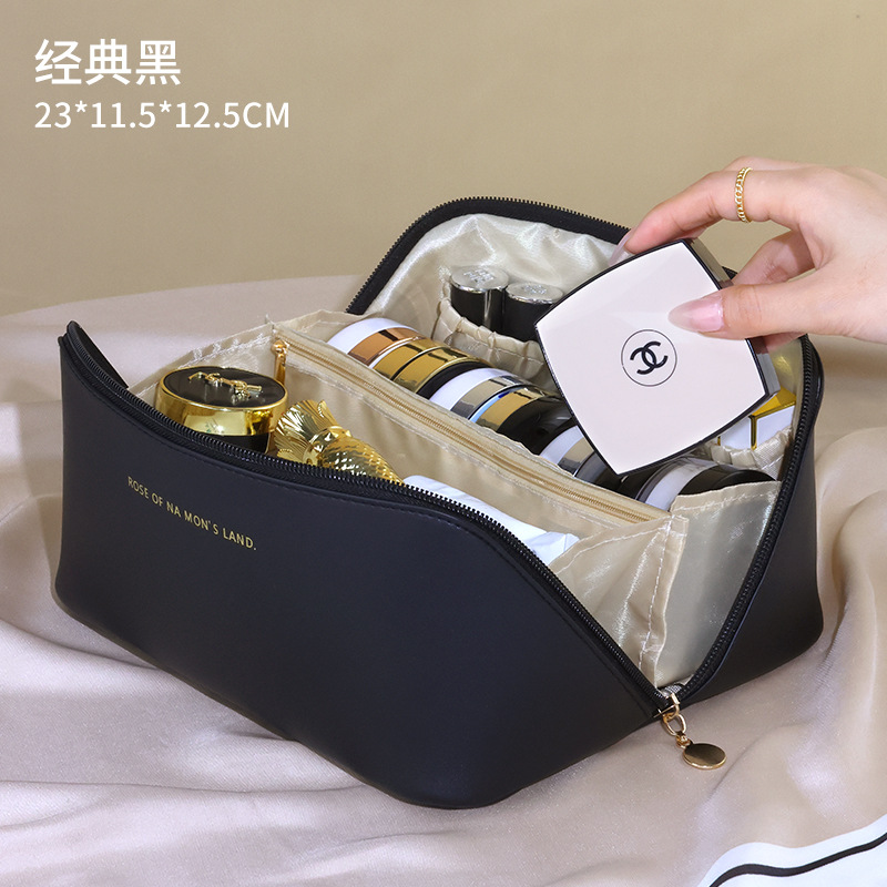 Simple Portable Large Capacity Portable Travel Transparent Wash Bag Pu Waterproof Frosted Makeup Bag Cosmetics Storage Bag