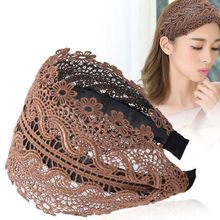 Wide Women Hairband Solid Lace Turban Solid Elastic Hair跨境