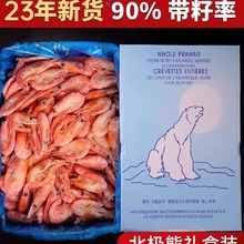 北极甜虾北极熊北极虾刺身即食冷冻冰虾头腹籽特大带籽5斤元宝虾