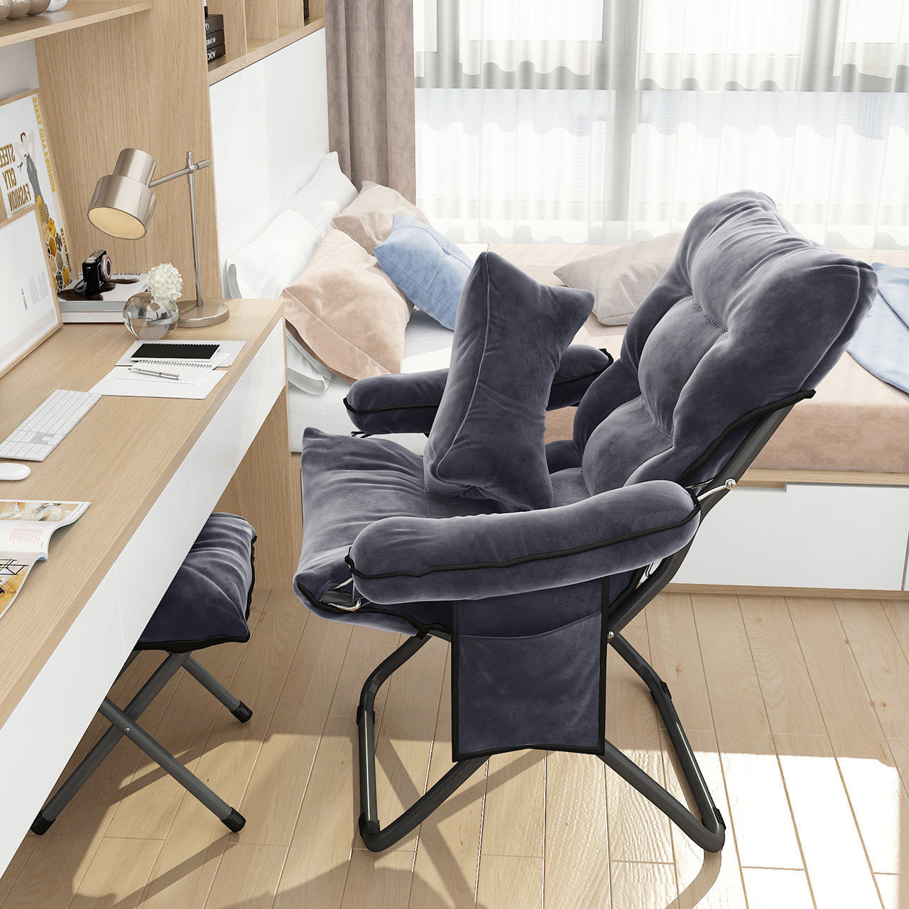 电脑椅现代简约宿舍懒人椅子靠背舒适久坐电竞椅家用午休折叠躺椅