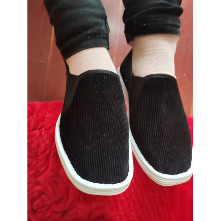 厂家供应老北京布鞋男女士款夏天透气黑色松紧口中老年千层底布鞋