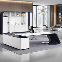 定制 经理办公桌白色烤漆老板桌现代简约大班台主管桌椅办公家具