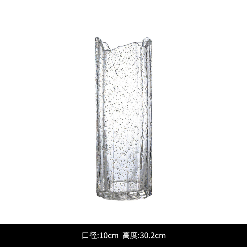 Nordic Ins Wind Net Red Jellyfish Luminous Glass Vase Transparent Water Ripple Vase Flower Arrangement Living Room Table Decoration