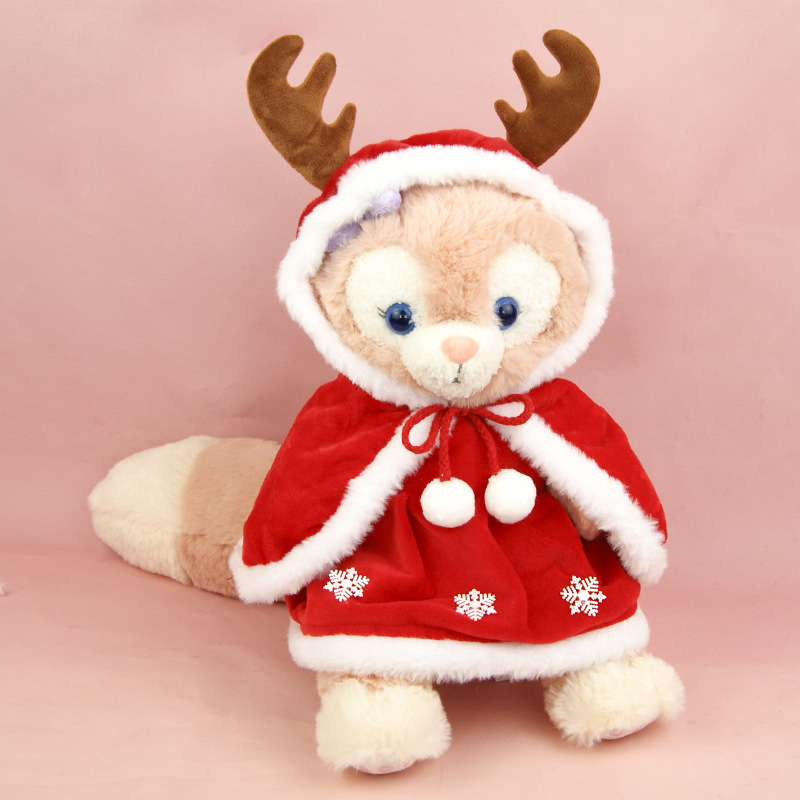 玲娜贝儿公仔圣诞节娃娃衣服配件红色圣诞连衣裙鹿角披风替换套装