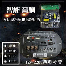 汽车低音炮内置蓝牙大功率功放车载改装音响大对管主板12V220V